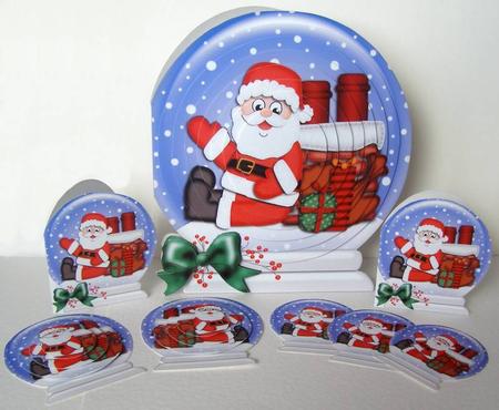 3D Xmas Rooftop Santa Snowglobe Circle Pyramage Card Kit by Margaret McCartney