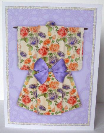 A4 Summer Floral Kimono Card in Lilac by Margaret McCartney