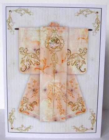 A4 Diamond Flourish Kimono Card in Orange by Margaret McCartney