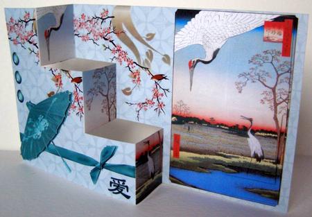 Oriental Crane Fold Card by Margaret McCartney