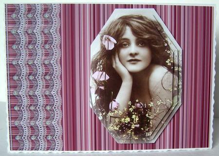 Dusky Pink Stripes and Lace Backing Paper by Margaret McCartney