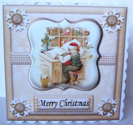 Vintage Santa at Desk Checking His List of Childrens Names by Margaret McCartney