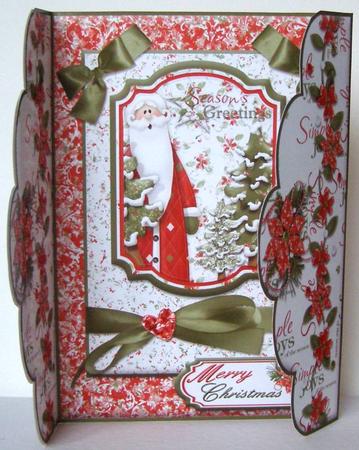 Santa Merry Christmas Scallop Edge Gatefold Card by Margaret McCartney
