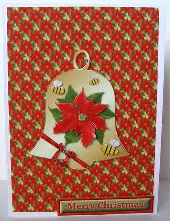 Red Poinsettia on Gold Bg by Margaret McCartney