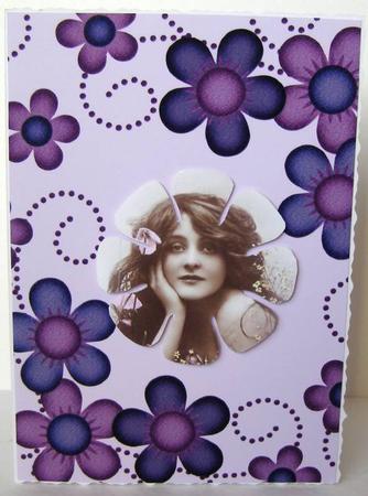 Purple Floral Border A4 Backing Paper by Margaret McCartney