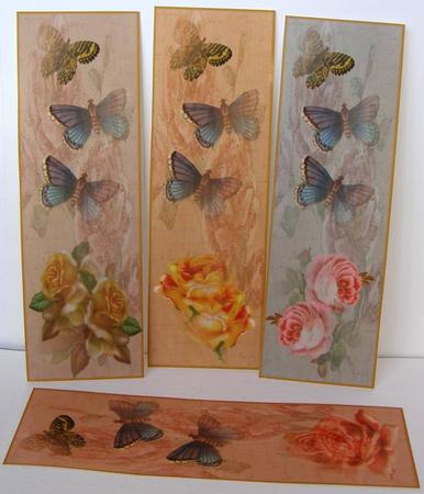 Vintage Bookmarks Roses and Butterflies by Margaret McCartney
