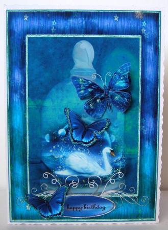 Bleu Butterflies&swan Beauty A4 by Margaret McCartney