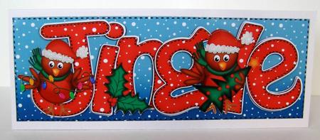 Large Dl Xmas Jingle with Robins Quick Card with 3D Decoupag by Margaret McCartney