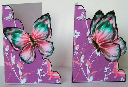 2 Purple Floral Butterfly Notelets by Margaret McCartney