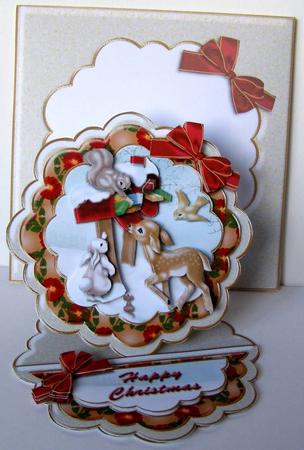 Christmas Mailbox Animals Scalloped Easel Card Kit by Margaret McCartney