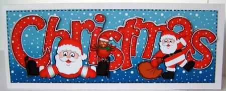 Large Dl Xmas Christmas with Santa Quick Card 3D Decoupage by Margaret McCartney