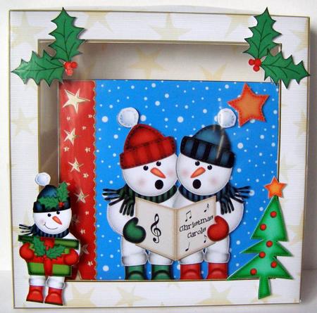 3D Christmas Snowmen Carousel Card Kit by Margaret McCartney