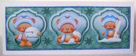 Large Dl Card Snow Teddies by Margaret McCartney