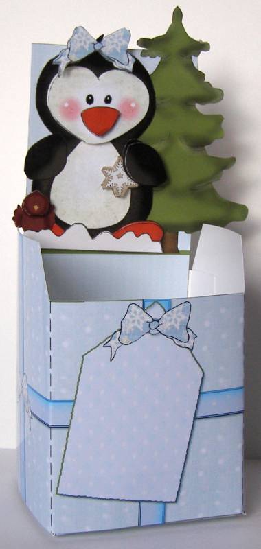 Christmas Penguin Party Favour Place Setting Gift Box by Margaret McCartney
