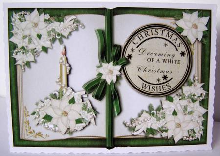 White Christmas Poinsettia Open Book Topper by Margaret McCartney