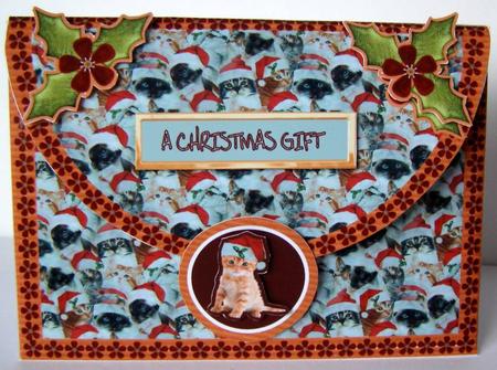 Cute Little Christmas Kitten A5 Gift Envelope Card Kit by Margaret McCartney