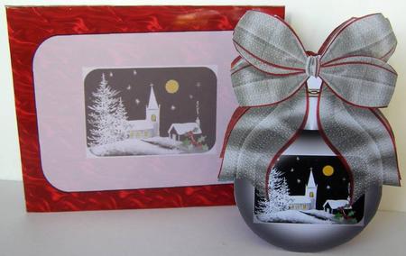 Bauble-shape Gift Card Kit - Black and White Church by Margaret McCartney
