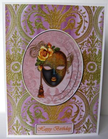 Lilac Flower Gold Damask A4 Backing Paper by Margaret McCartney