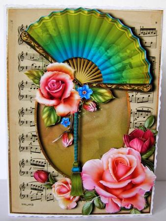 Vintage Sheet Music, Fan & Roses by Margaret McCartney