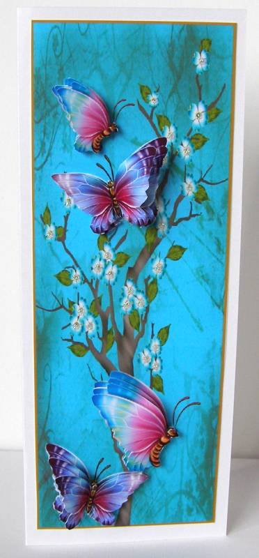 Large Dl Card Oriental Butterflies by Margaret McCartney