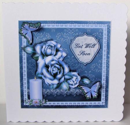 Blue Rose Sorry/get Well Card Topper by Margaret McCartney
