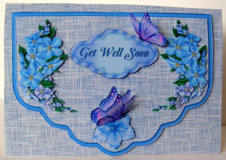 Background Sheet for Blue Envelope Flowers & Butterfly Card by Margaret McCartney