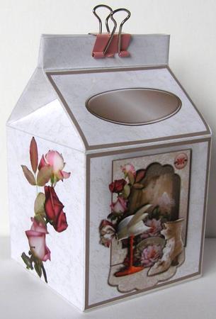 Milk Carton Gift Boxes - Roses & Lace by Margaret McCartney