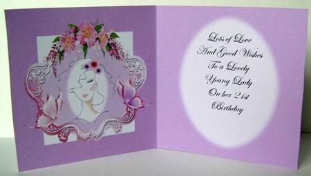 Lovely Lady 21st Birthday Insert by Margaret McCartney