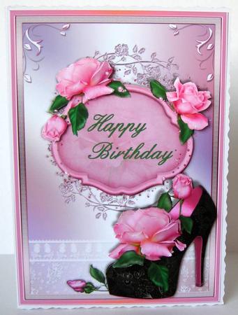 Pink Rose Shoe in Shimmering Lace Frame by Margaret McCartney