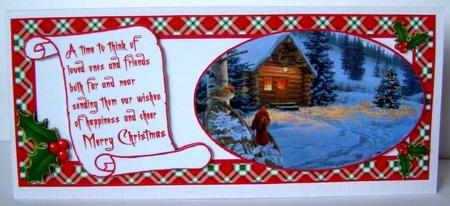 Dl Christmas Scene- Birds and Scroll by Margaret McCartney