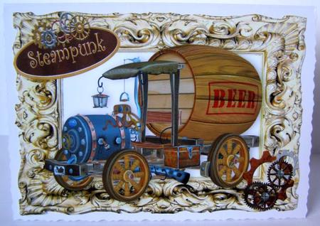 Steampunk Vehicles Train and Beer Truck Toppers by Margaret McCartney