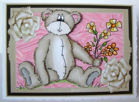 Bearing Flowers - Teddy Birthday Get Well Soon by Margaret McCartney
