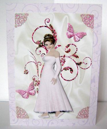 Pretty Lady with Pink Diamonte Butterflies by Margaret McCartney