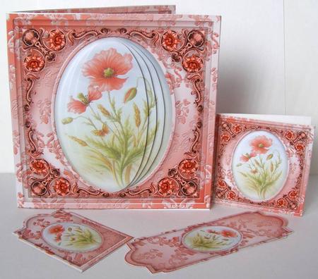 Poppy Cameo Square Card Kit by Margaret McCartney