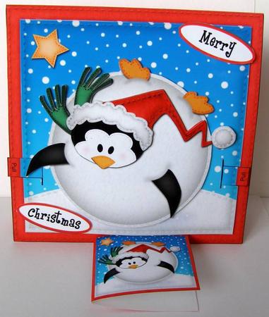 3D Oops Penguin Animated Moveable Snowball Card Kit by Margaret McCartney