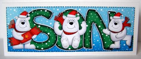 Large Dl Xmas Son with Polar Bears Quick Card N Decoupage by Margaret McCartney