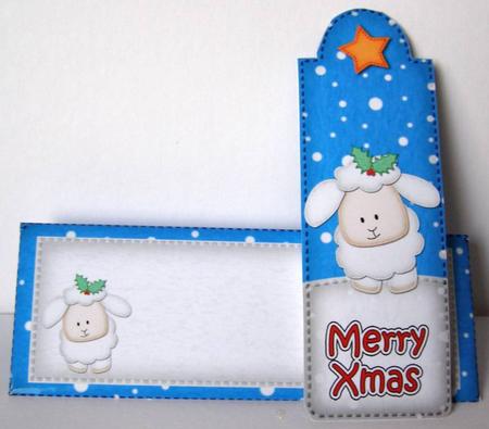 Xmas Little Lamb Present Bookmark Card N Envelope by Margaret McCartney