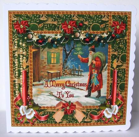 Christmas Vintage Santa Claus 8x8ins Topper by Margaret McCartney