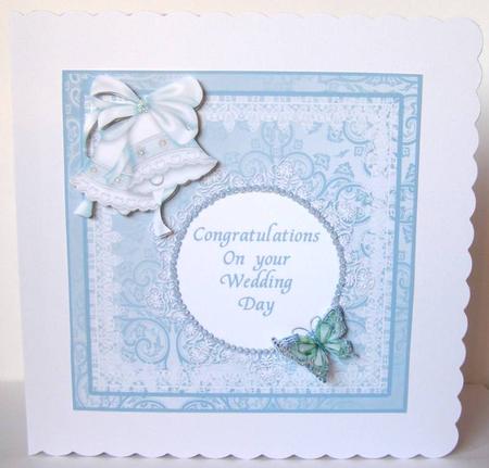 Congratulations on Your Wedding Day with Bells and Butterfly by Margaret McCartney