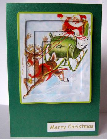 Santa and His Sleigh Tunnell Card by Margaret McCartney