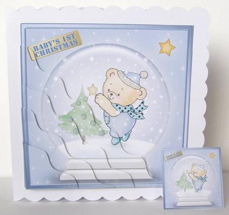 Baby's 1st Xmas Robert's Tree Snowglobe Wavy Corner Stacker by Margaret McCartney
