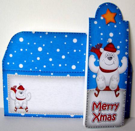 Xmas Sledging Ben Polar Bear Bookmark Card N Envelope by Margaret McCartney