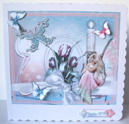 Fairy Dreams with Tulips Card Topper by Margaret McCartney