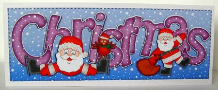 Large Dl Xmas Christmas with Santa Quick Card 3D Decoupage by Margaret McCartney