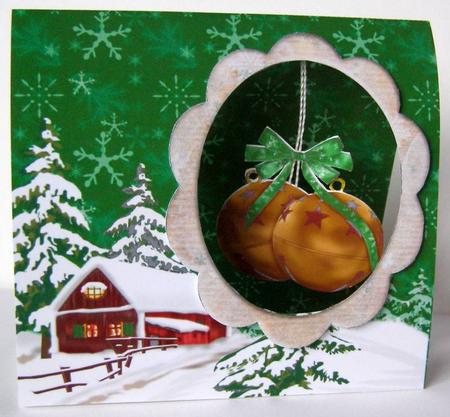 Jingle Bells Tent Aperture Card by Margaret McCartney