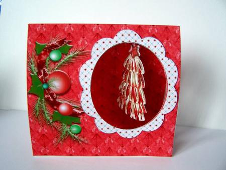 Christmas Arrangement Tent Aperture Card by Margaret McCartney