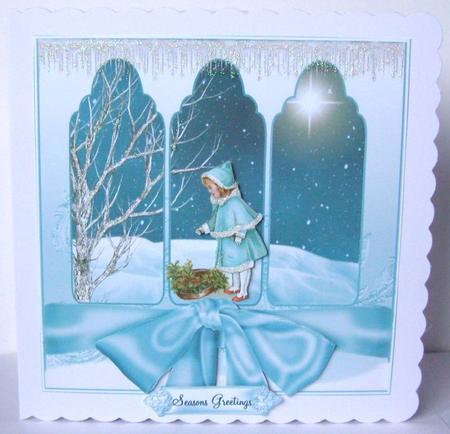 Triple Arch Christmas Snow Scene Card Topper by Margaret McCartney