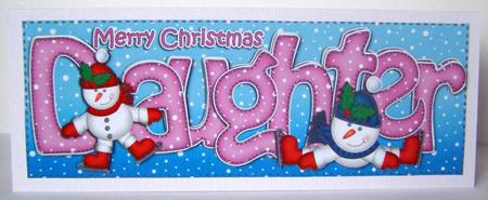 Large Dl Xmas Daughter with Snowmen Quick Card 3D Decoupage by Margaret McCartney
