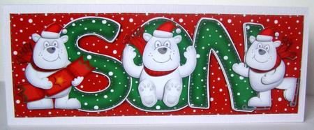 Large Dl Xmas Son with Polar Bears Quick Card N Decoupage by Margaret McCartney