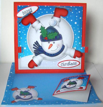 3D Oops Snowman Xmas Animated Moveable Snowball Card Kit by Margaret McCartney